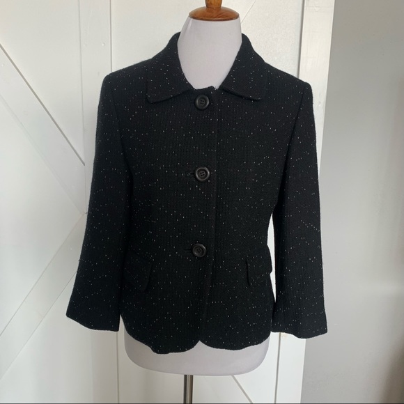 Ann Taylor black/cream speckled Blazer - Picture 6 of 13